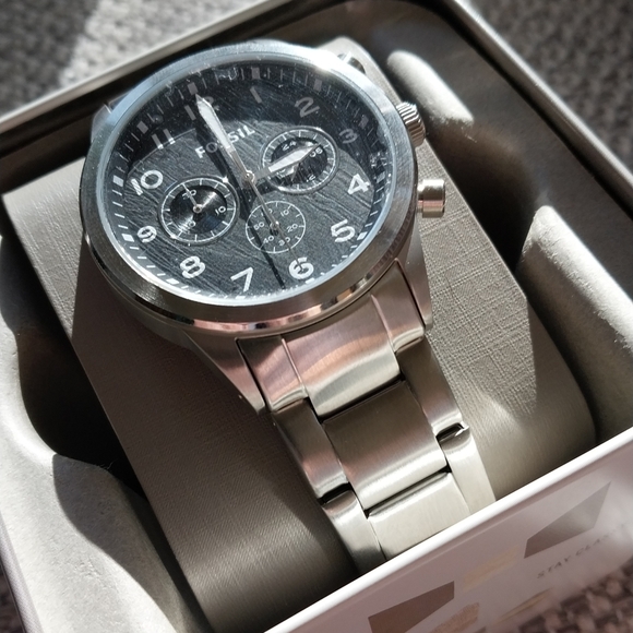 ** BRAND NEW ** Fossil Men's Flynn Pilot Chronograph Stainless Steel Watch - Picture 1 of 4